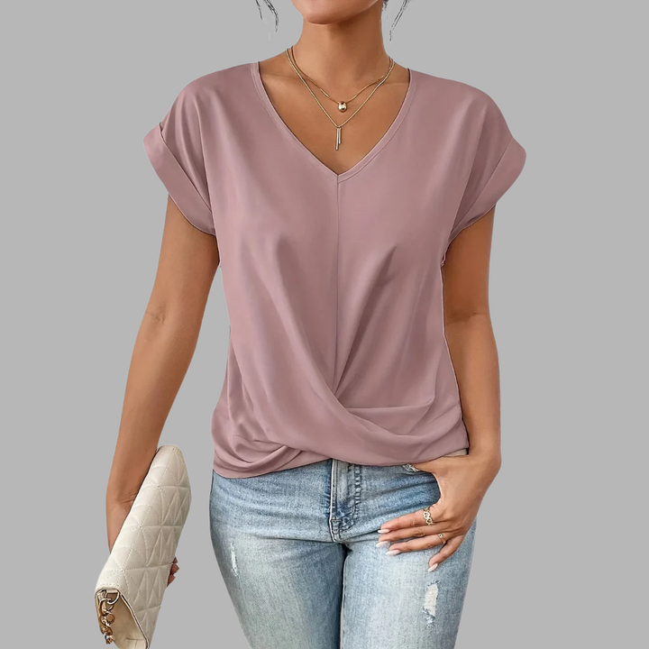 Weiches V-Ausschnitt Top mit eleganter Drapierung