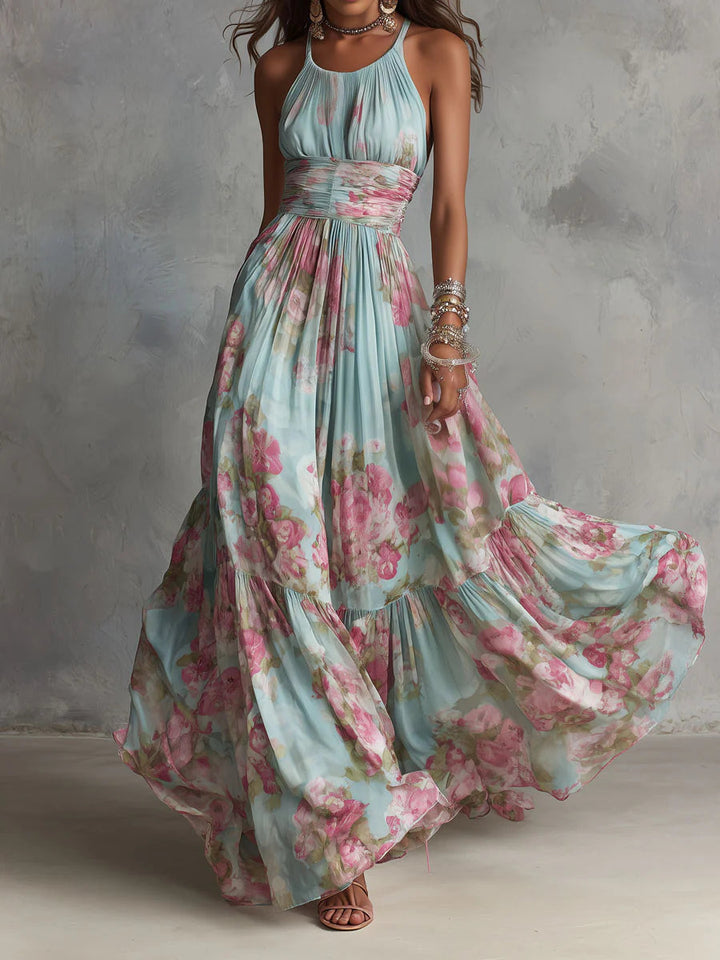 Fiora | Weicher floraler Chiffon-Maxi