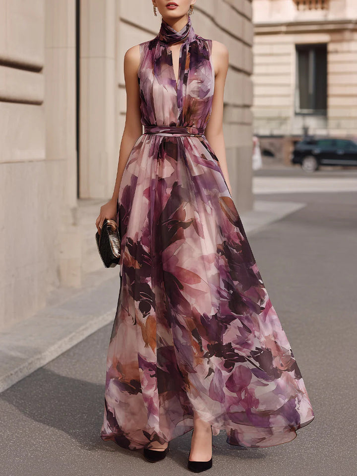 Rosalie | Wasserfarben Chiffon Maxi Kleid