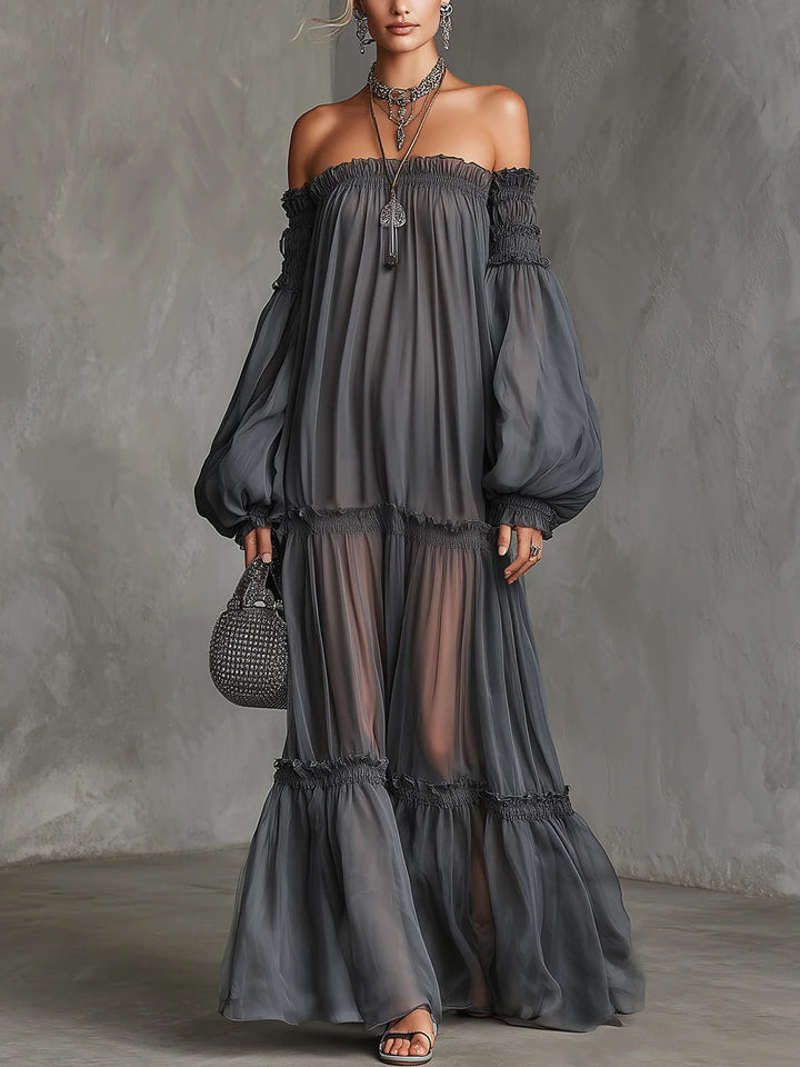 Vera | Durchsichtiges Off-Shoulder Maxikleid
