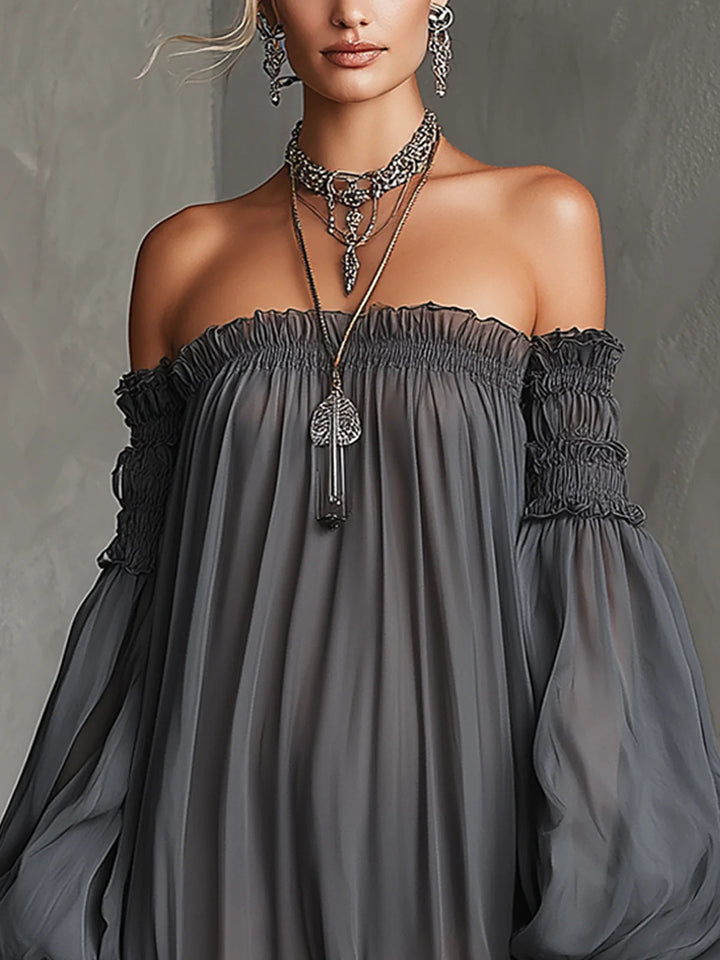 Vera | Durchsichtiges Off-Shoulder Maxikleid