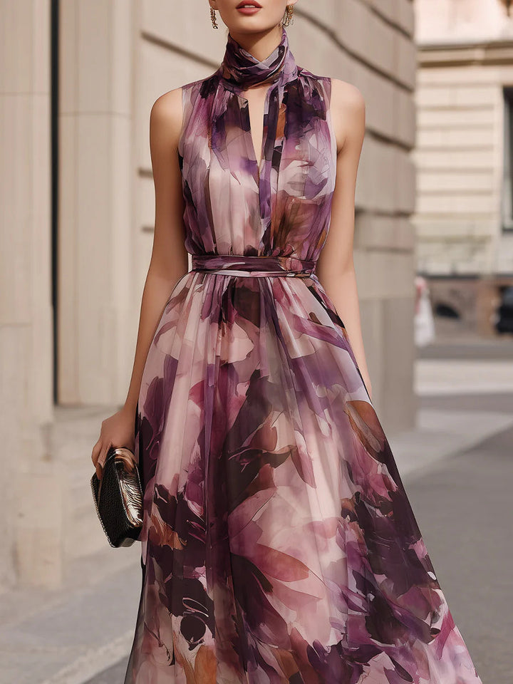 Rosalie | Wasserfarben Chiffon Maxi Kleid