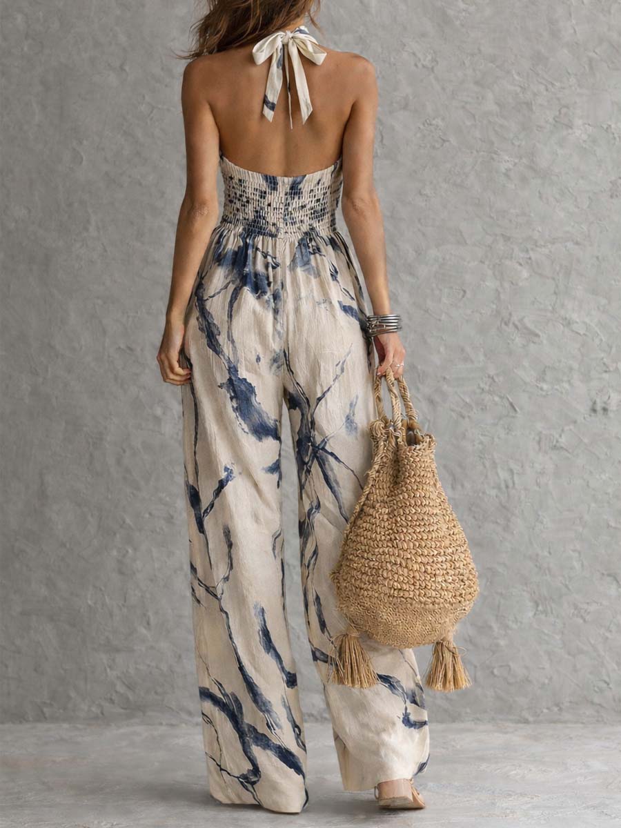 Mila | Bedrucktes Halter-Set mit weitem Bein