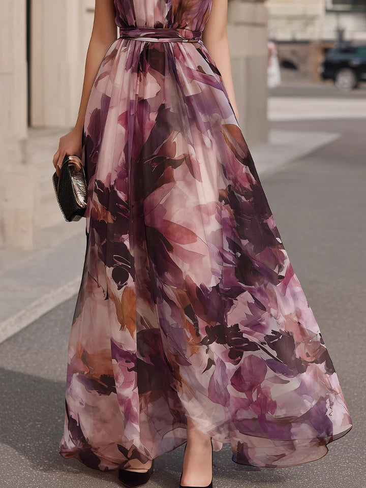 Rosalie | Wasserfarben Chiffon Maxi Kleid