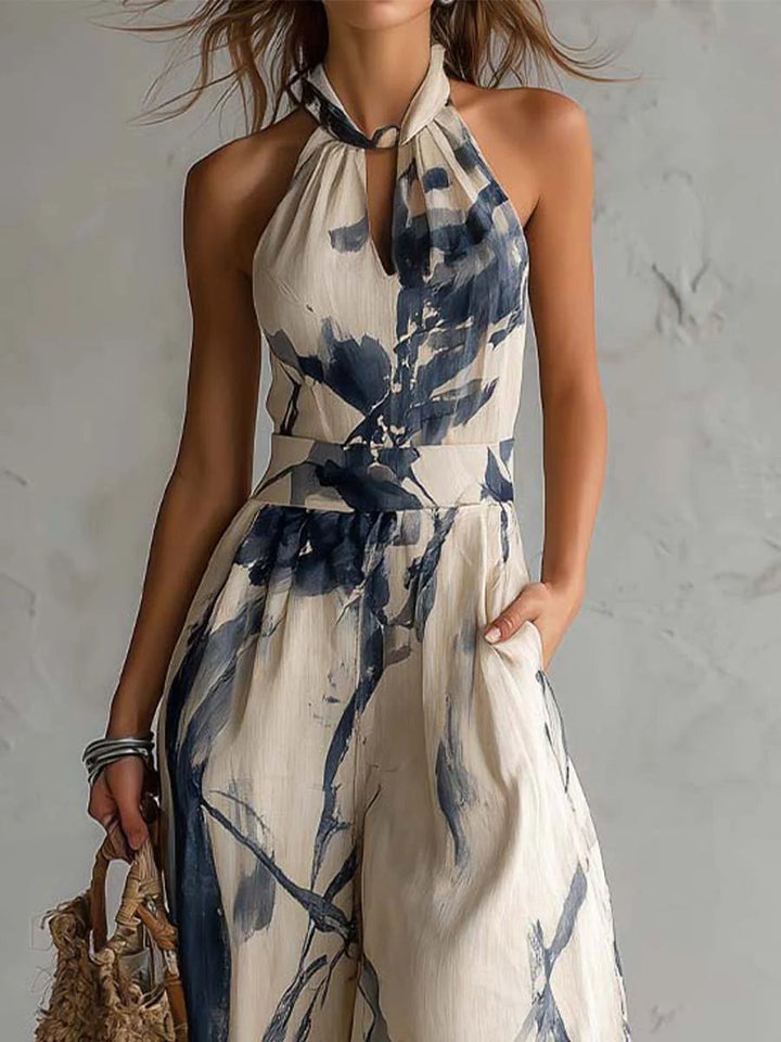 Mila | Bedrucktes Halter-Set mit weitem Bein