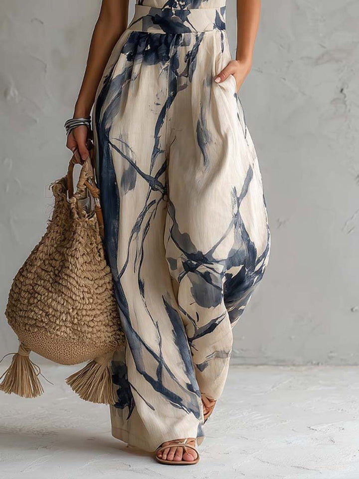 Mila | Bedrucktes Halter-Set mit weitem Bein