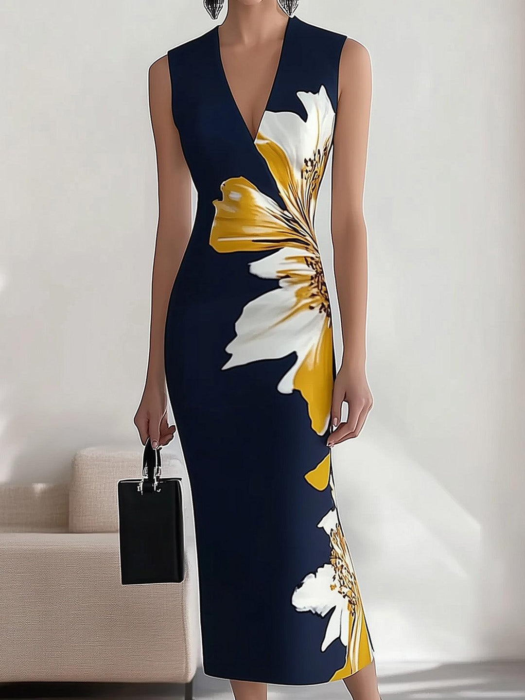 Lily | Strand Glam Elegantes Arbeitsplatz Festival Midi Kleid