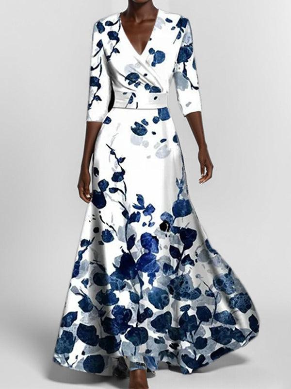 Lea | Seaside Glam Elegantes Maxikleid mit Halblangen Ärmeln