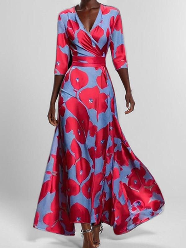 Lea | Seaside Glam Elegantes Maxikleid mit Halblangen Ärmeln