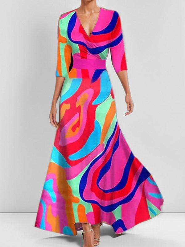 Lea | Seaside Glam Elegantes Maxikleid mit Halblangen Ärmeln