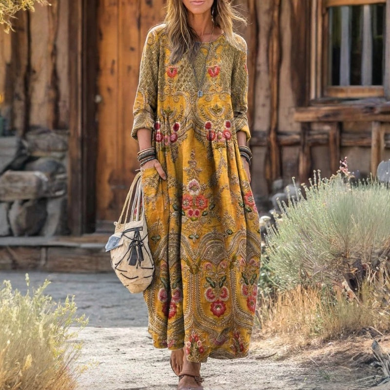 Evelyn | Vintage-inspiriertes lässiges Langarmkleid