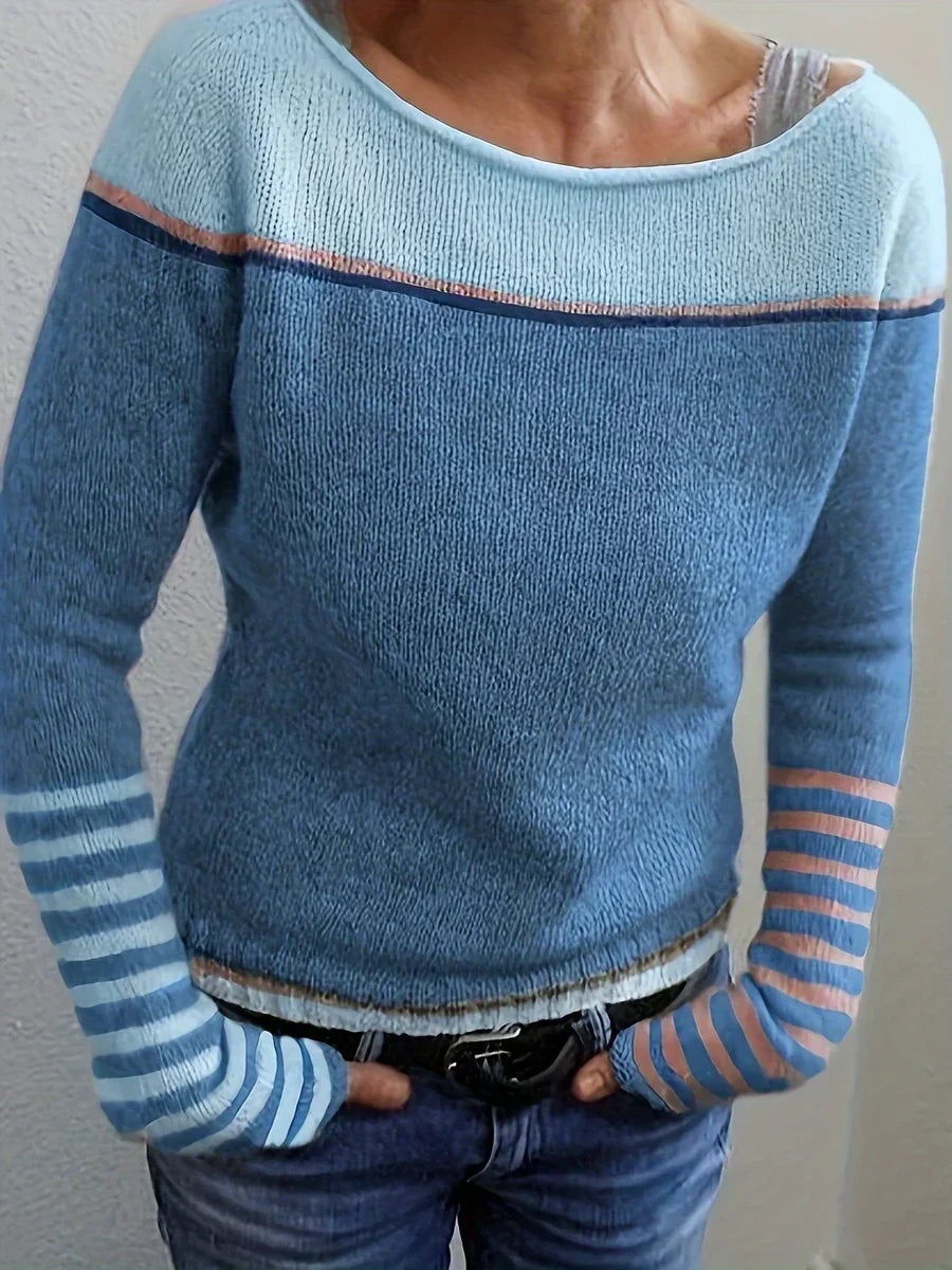 Talithia Gestreifter Strickpullover Mit Langen Ärmeln