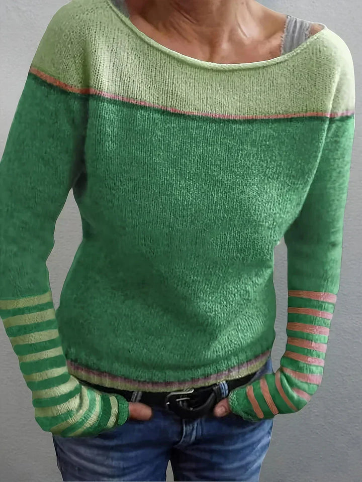 Talithia Gestreifter Strickpullover Mit Langen Ärmeln