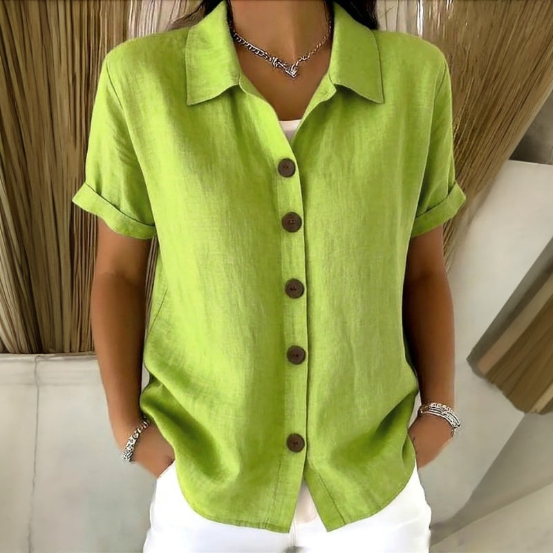 Lison™ | Unifarbene, lässige Bluse mit Schalkragen