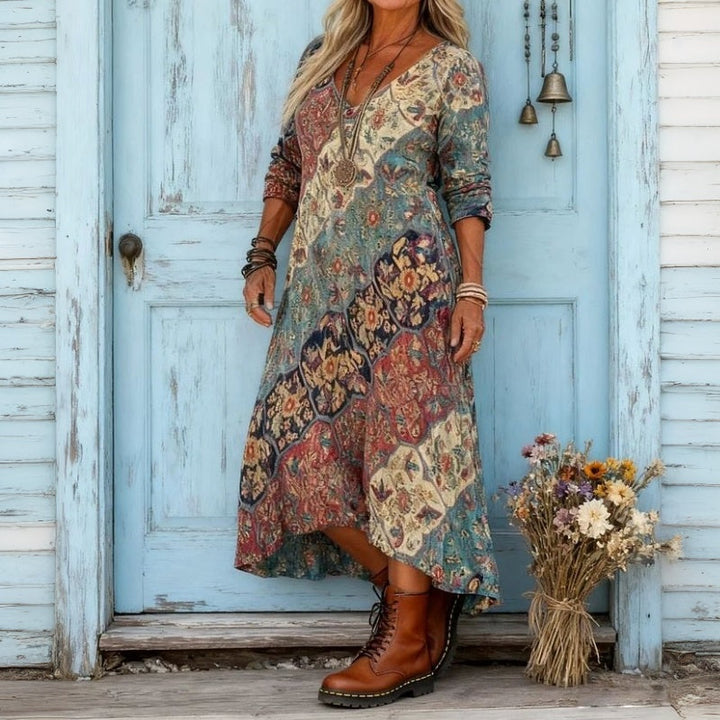 Evelyn | Vintage-inspiriertes lässiges Kleid mit langen Ärmeln