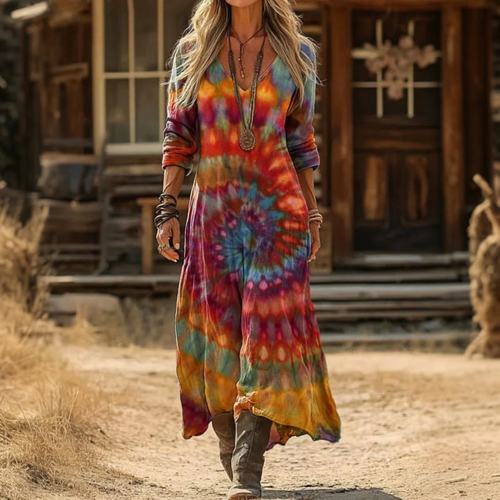 Evelyn | Vintage-inspiriertes Langarm-Casual-Kleid