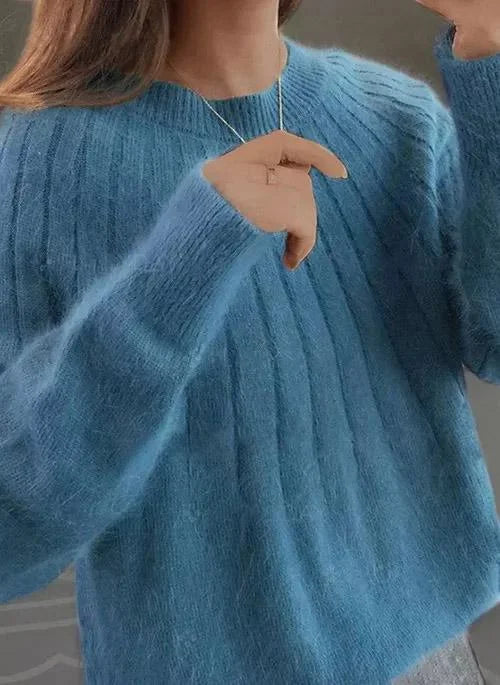 Shereen – Rundhals Pullover Mit Flauschigem Kragen