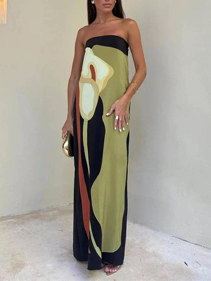 Joan | Küstlich Schicke Strapless Bedruckte Maxikleid für Partys