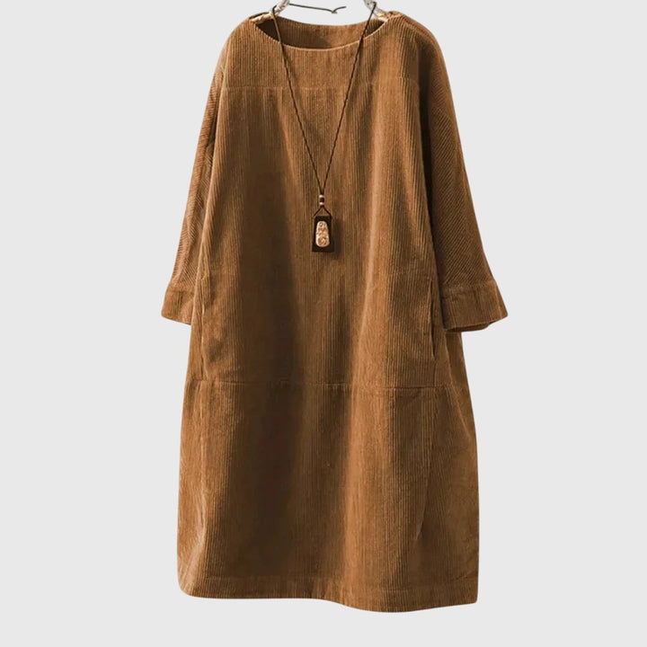 Grace | Lässiges Cord-Midi-Kleid