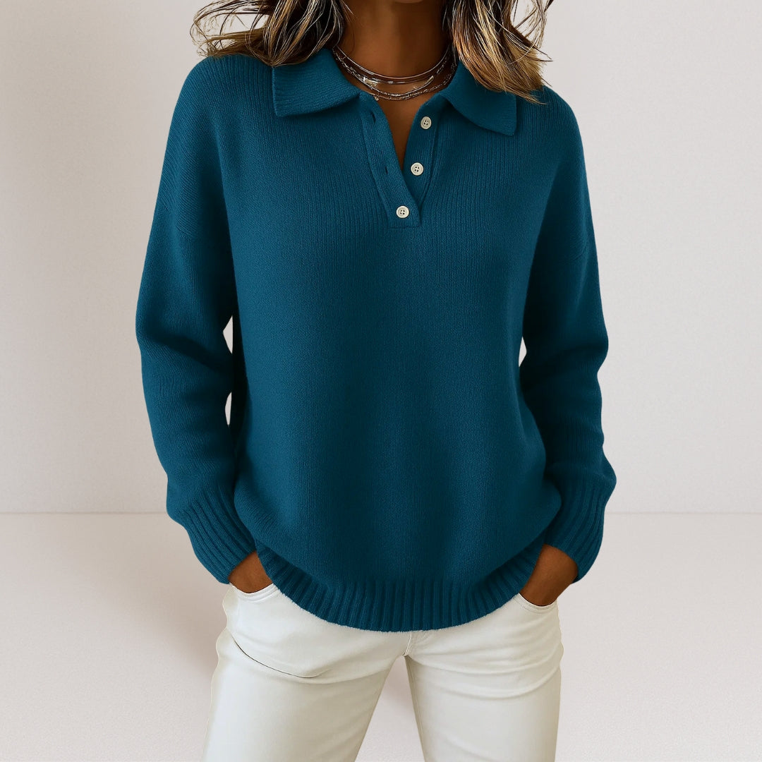 Olivia™ Weicher Strickpullover mit Kragen