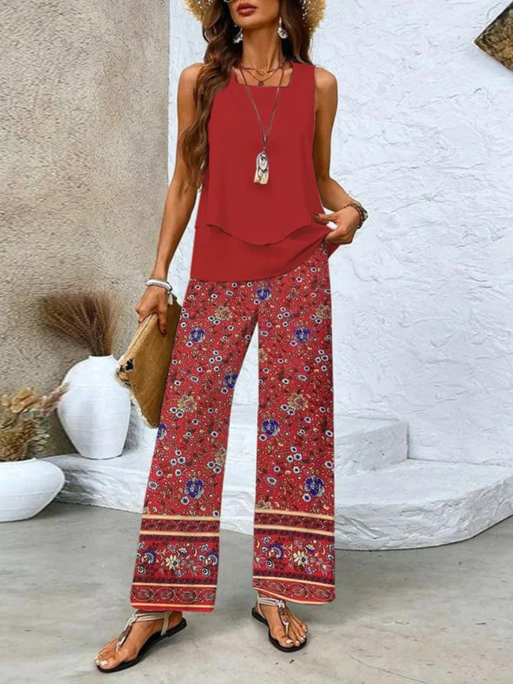 Ovelynra™ | Ärmelloses Top und Weite-Hosen Set