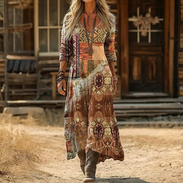 Evelyn | Vintage-inspiriertes Langarm-Casual-Kleid