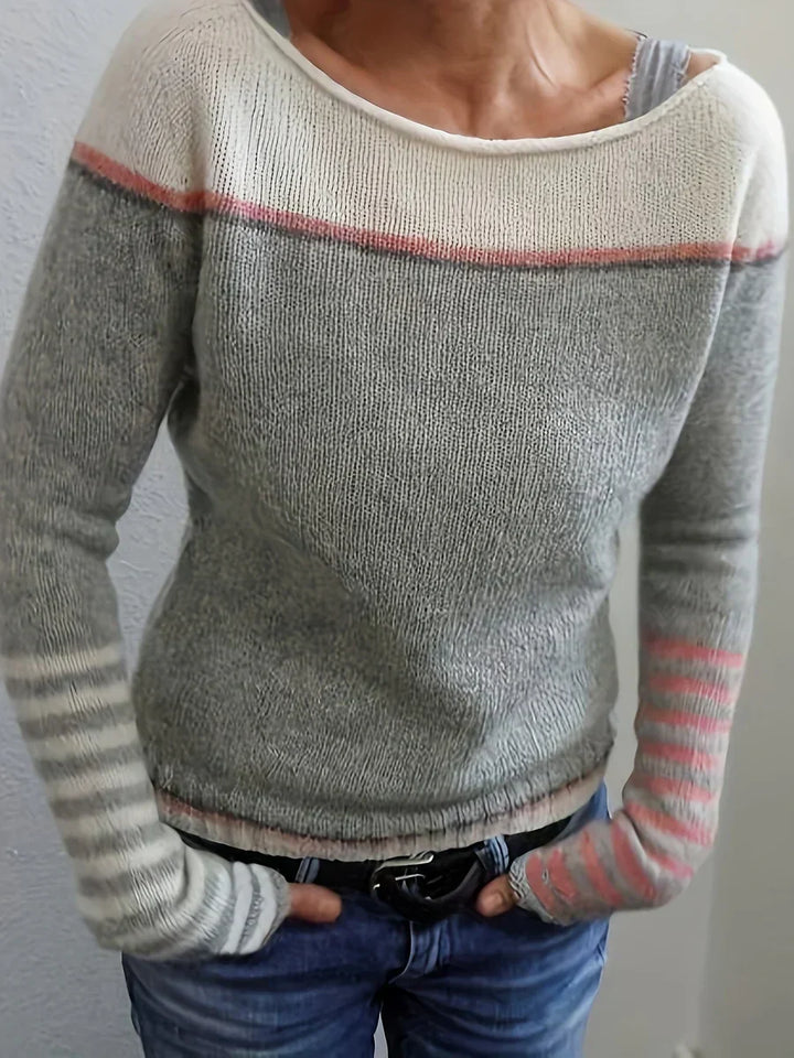 Talithia Gestreifter Strickpullover Mit Langen Ärmeln