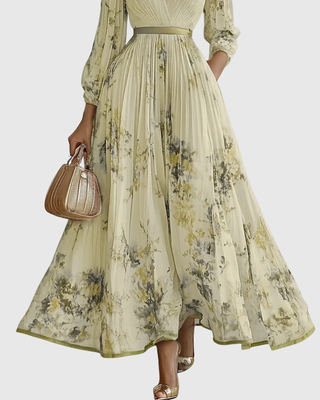 Rowella | Elegantes, plissiertes Maxikleid