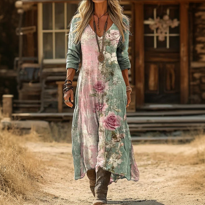 Evelyn | Vintage-inspiriertes Langarm-Casual-Kleid