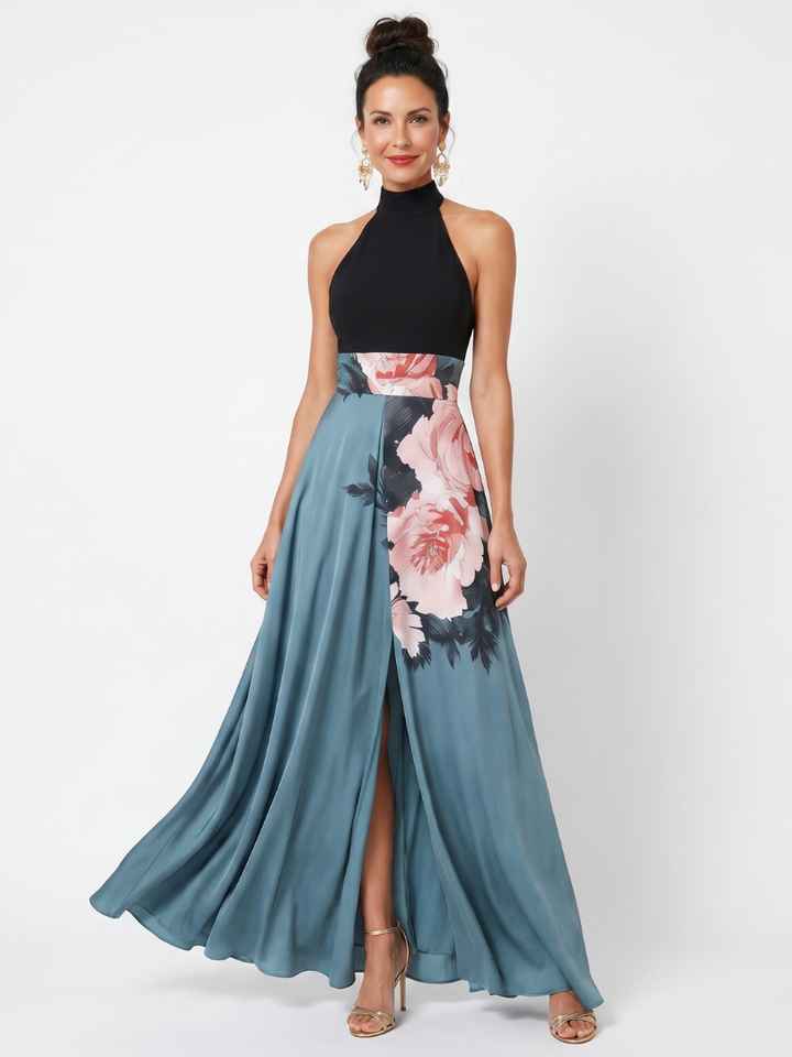 Olympas | Halter Bodice Blumenkleid Maxi Dress