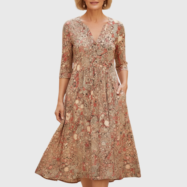 Harlow | Anmutiges V-Ausschnitt Eleganz Midikleid