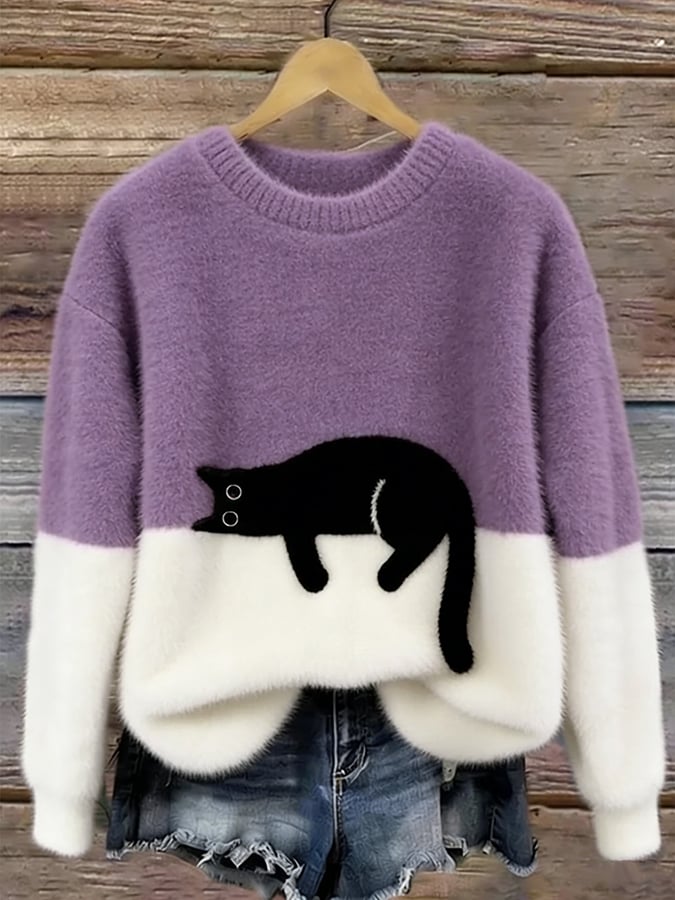 Luna | Damen Sweatshirt mit Katzenmuster