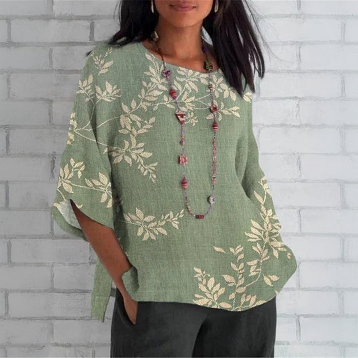 Élise™ | Vintage-Bluse mit Blattmuster
