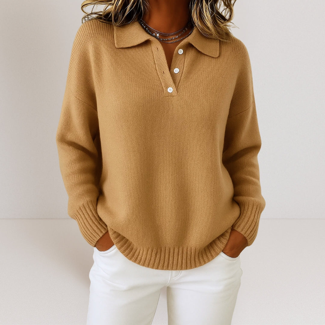 Olivia™ Weicher Strickpullover mit Kragen