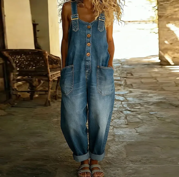 Saylor - Vintage Weicher Denim-Look Latzhose