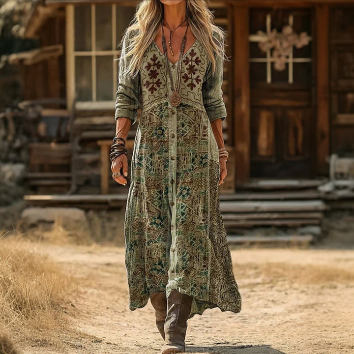 Evelyn | Vintage-inspiriertes Langarm-Casual-Kleid