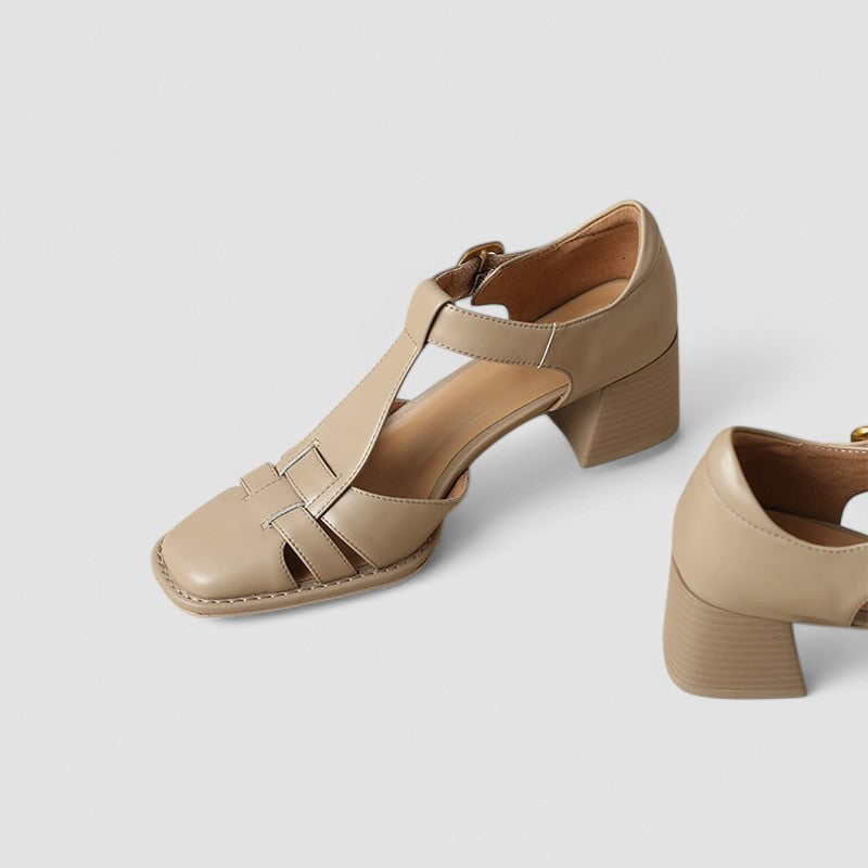 Elyxiana | Orthopädische T-Strap Blockabsatzschuhe