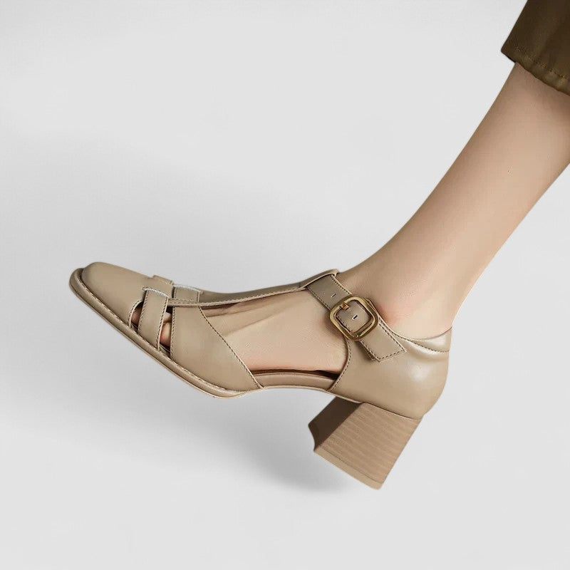 Elyxiana | Orthopädische T-Strap Blockabsatzschuhe