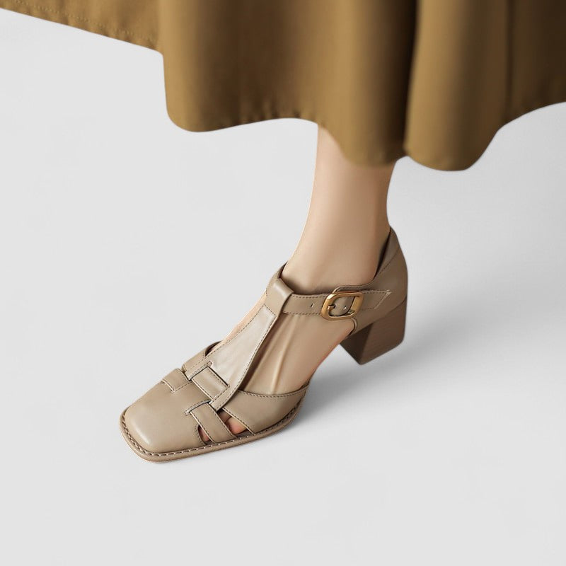 Elyxiana | Orthopädische T-Strap Blockabsatzschuhe
