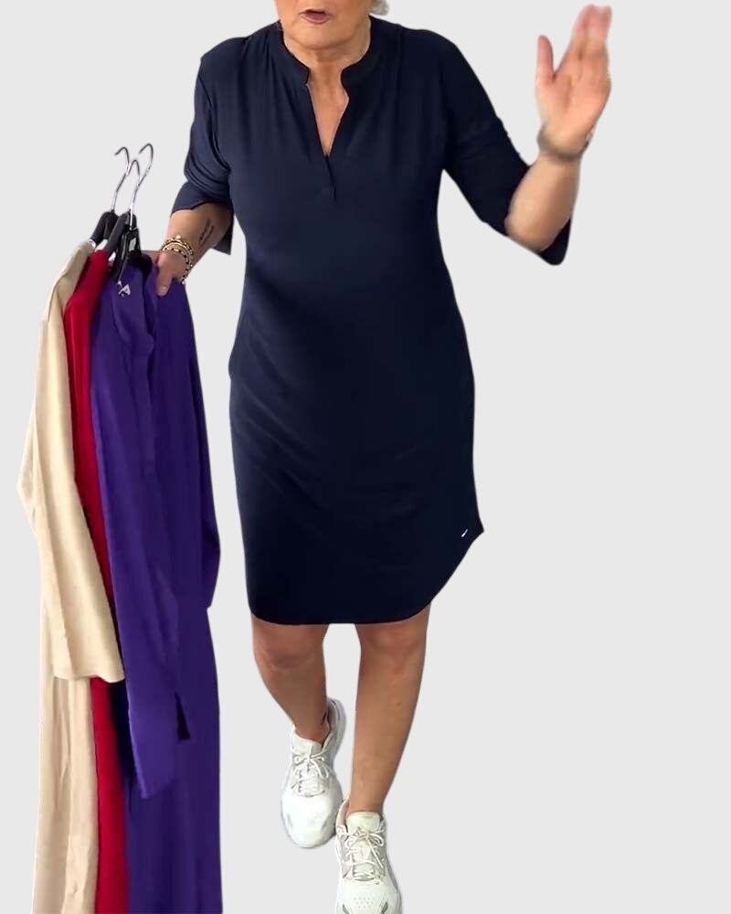 Clara | Schlichtes V-Ausschnitt Kleid