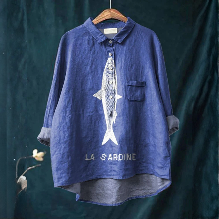 Lily | Bluse mit Sardinen-Druck