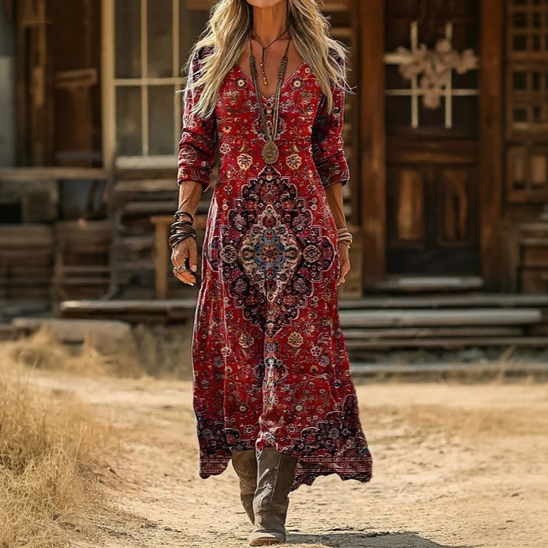 Evelyn | Vintage-inspiriertes langärmeliges lässiges Kleid