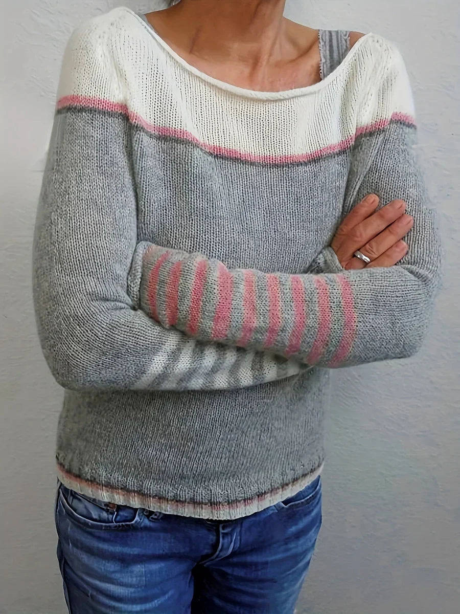 Talithia Gestreifter Strickpullover Mit Langen Ärmeln