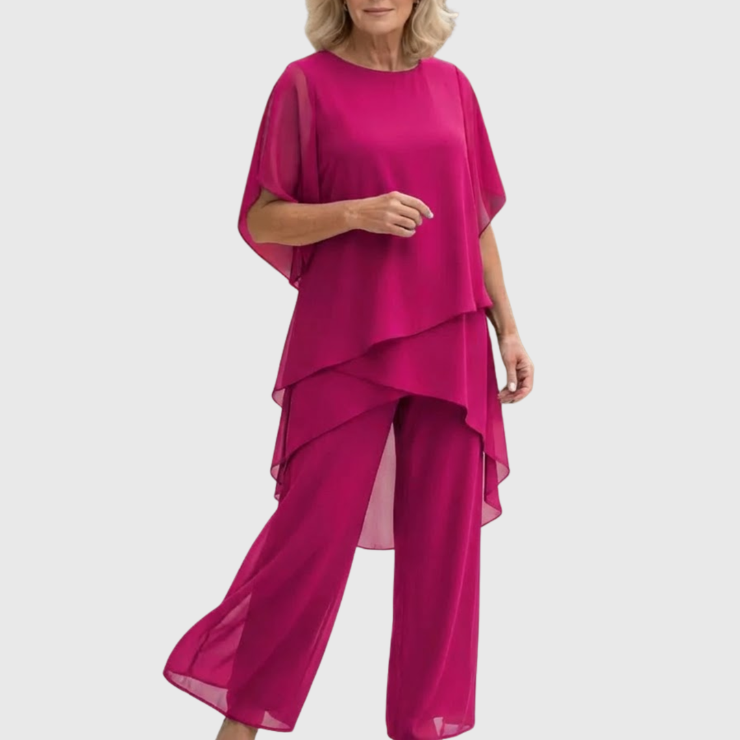 Linda | Anzug mit drapierten Palazzo-Hosen