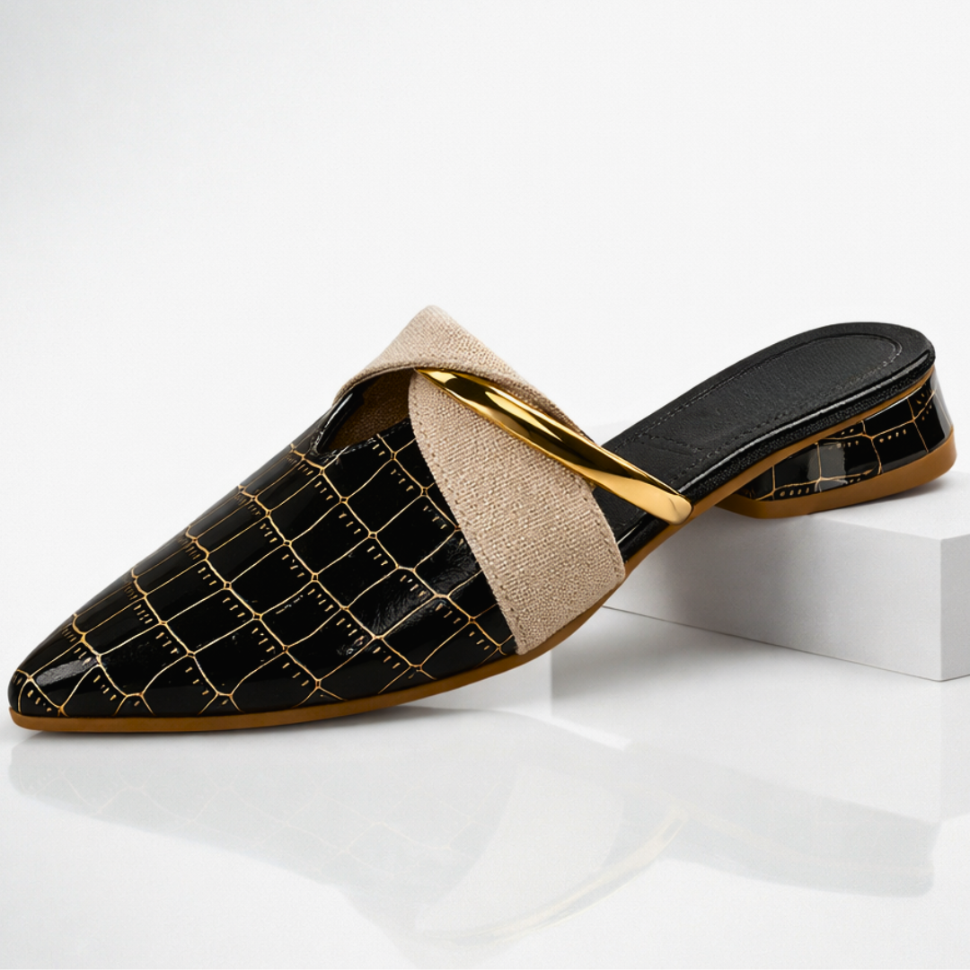 Vivette | Gold Akzent Spitzenschuh