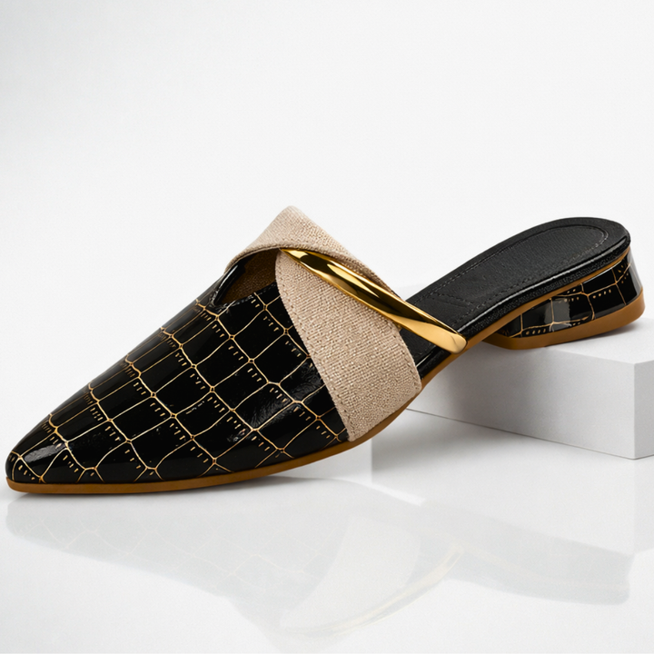 Vivette | Gold Akzent Spitzenschuh