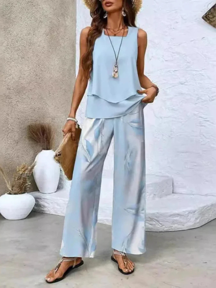 Ovelynra™ | Ärmelloses Top und Weite-Hosen Set