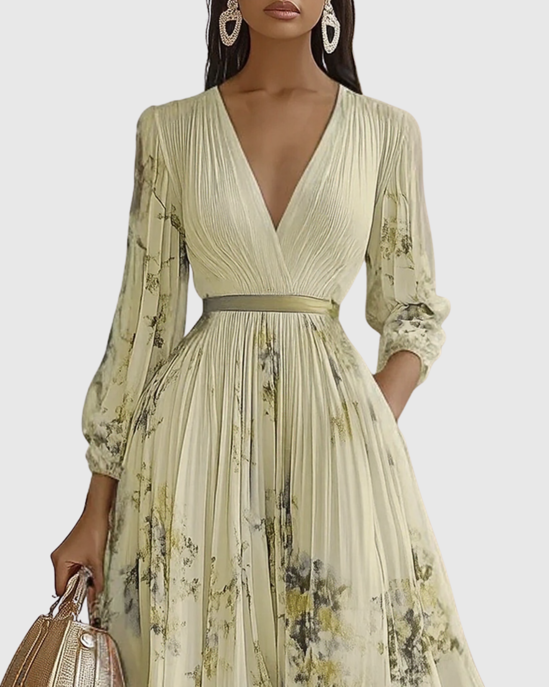 Rowella | Elegantes, plissiertes Maxikleid