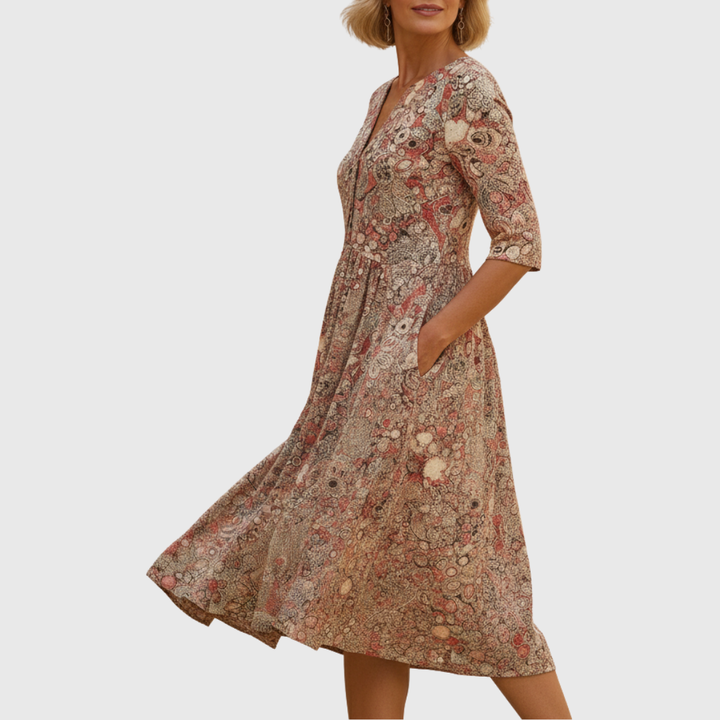 Harlow | Anmutiges V-Ausschnitt Eleganz Midikleid