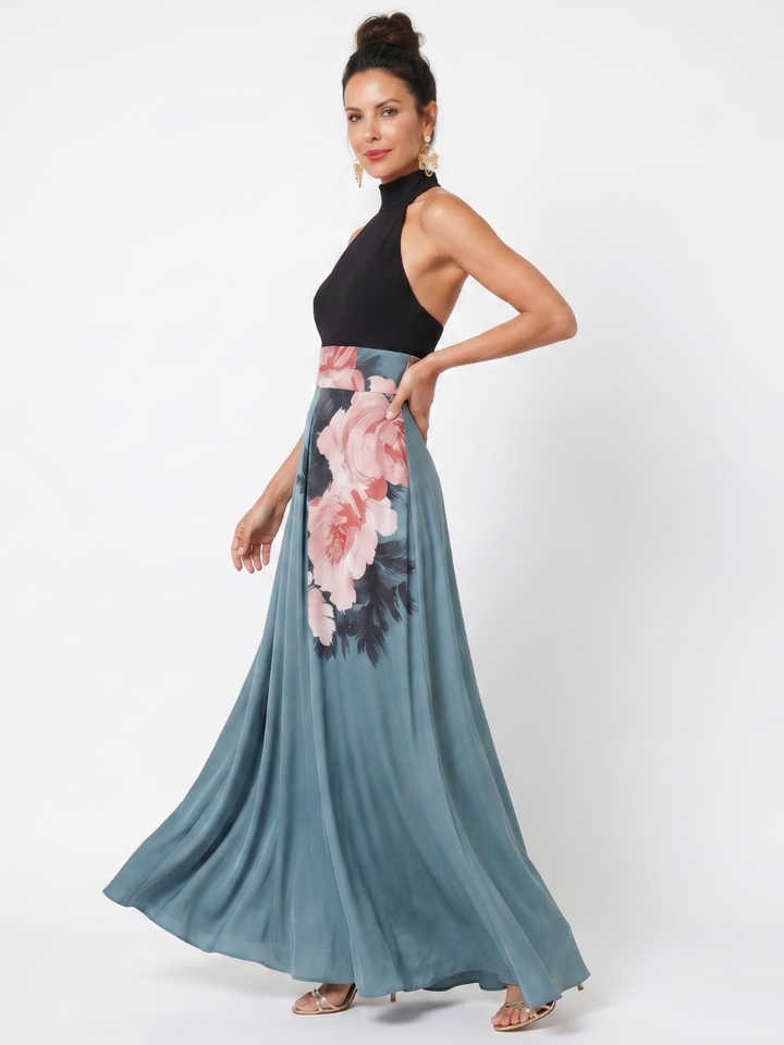 Olympas | Halter Bodice Blumenkleid Maxi Dress